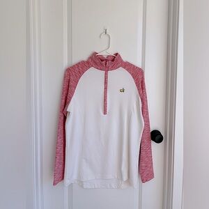 ⛳️Masters Golf Magnolia Lane Pink Performance Tech 1/4 Zip with Pink Stripes